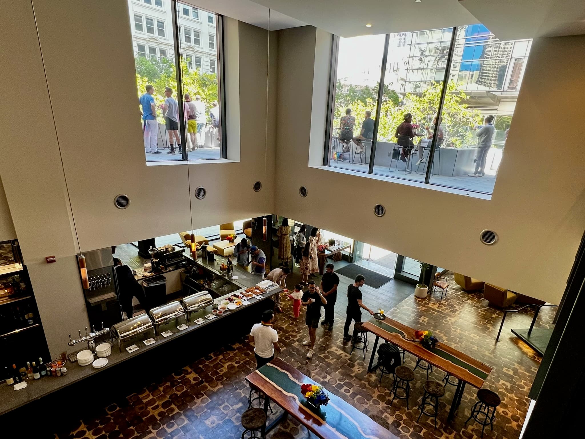 Street-level hospitality staging at 1 Yerba Buena Lane